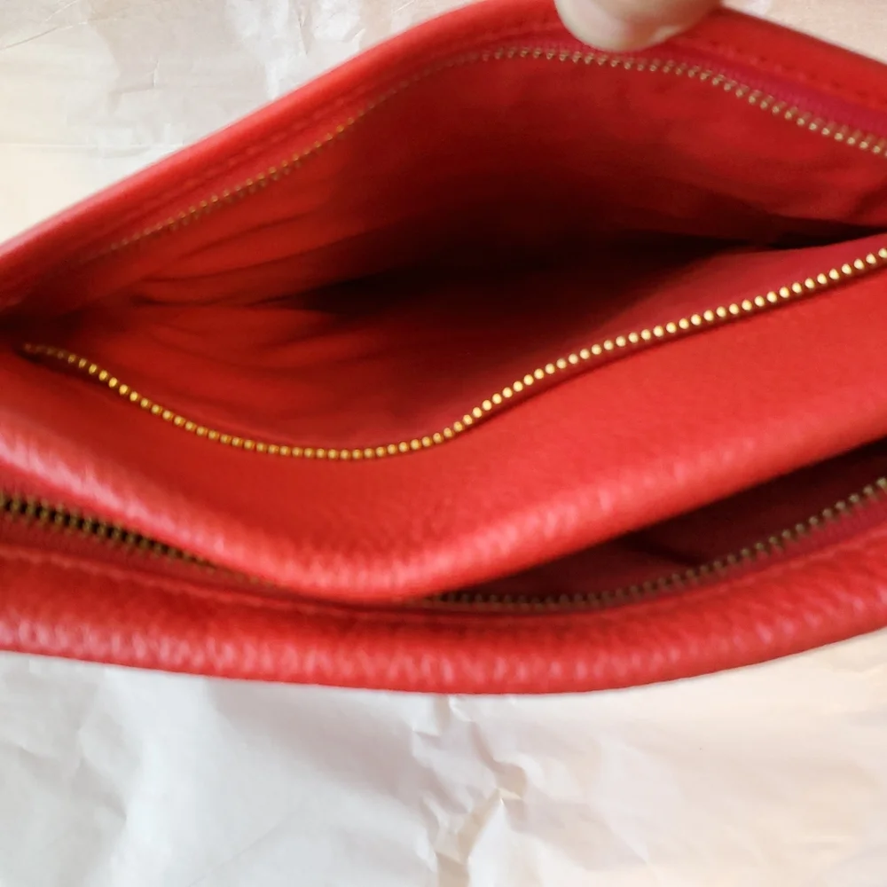 Fossil Preston Red Peppled Leather Crossbody bag - Picture 7 of 8